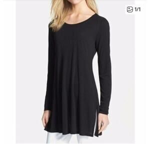 Eileen Fisher Womens Designer 100% Silk Black Lightweight Sweater Top Medium
